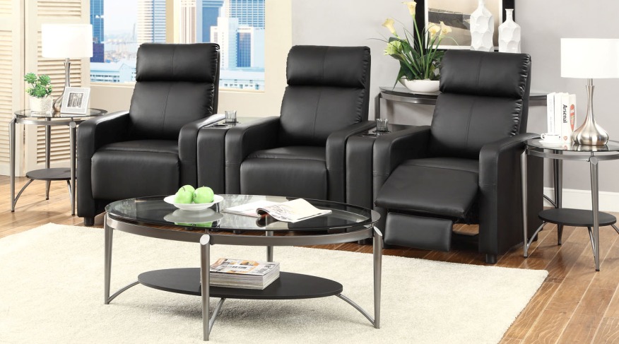 3 recliner chairs set with 2 consoles mod: 53670